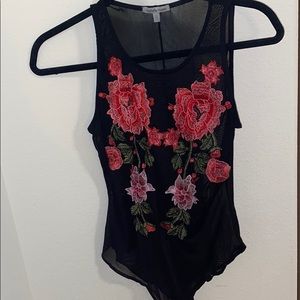 Black Mesh Flower bodysuit